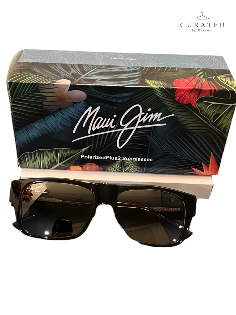 Maui Jim Keahi 873-02 Polarized Sunglasses Black Neutral Grey + Case